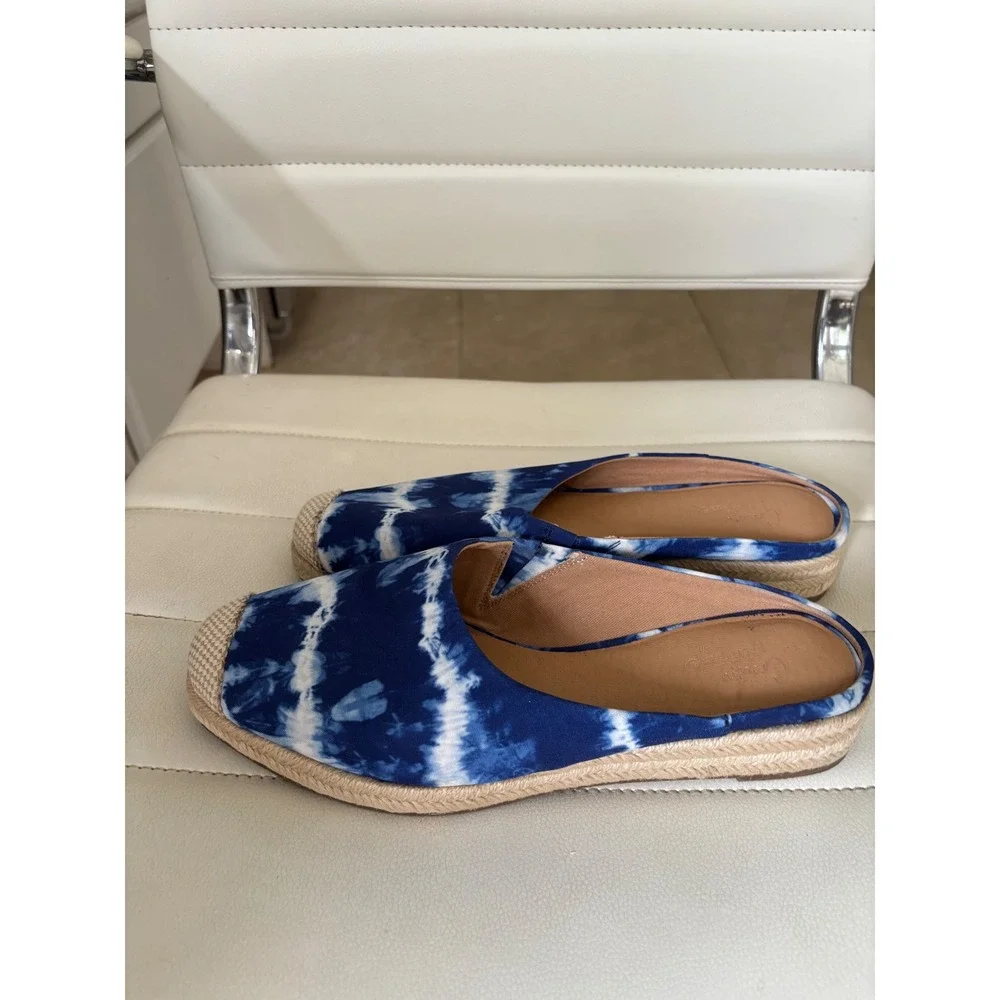 Crown Vintage Blue Tie‎ Dye Espadrille Mules Slip On Shoes Womens 9M